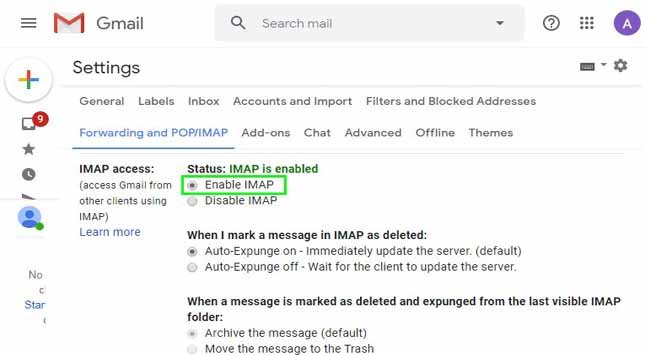 IMAP Access Section